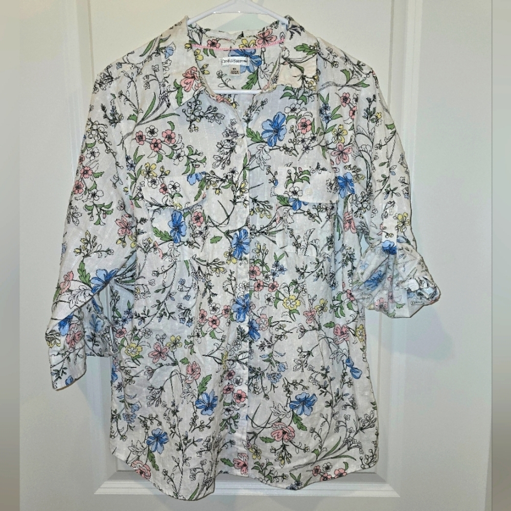 Croft & Barrow button up, womens blouse, womans floral shirt